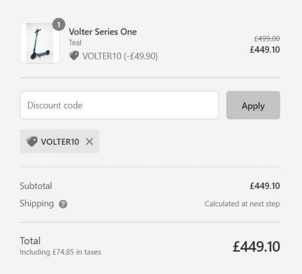 £10 Volter Electric Scooters Discount Code Deal UK